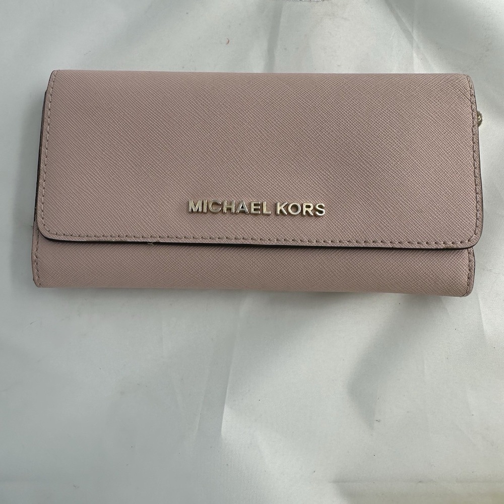 Michael Kors Jet Set Travel Trifold Wallet Blush Pastel Pink